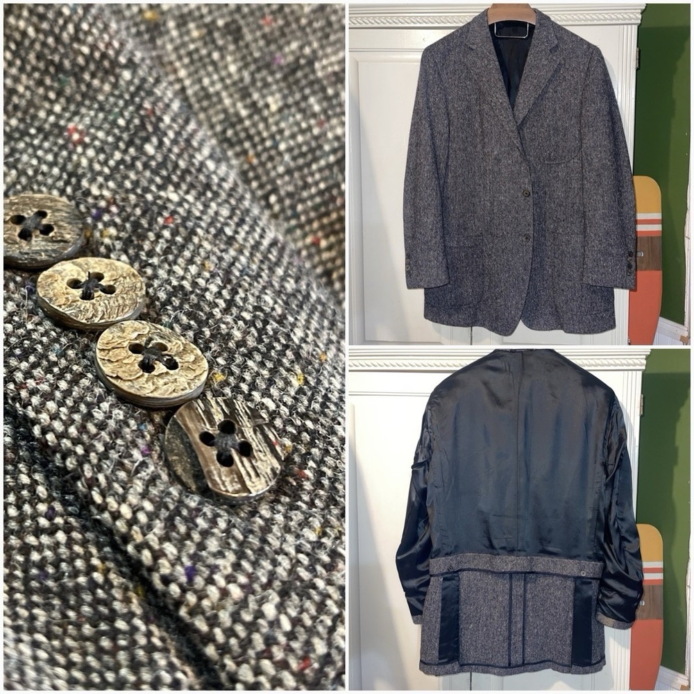 Samuelson Donegal Tweed Classic Shooting Jacket Sport Coat Men 44L Patch Pockets